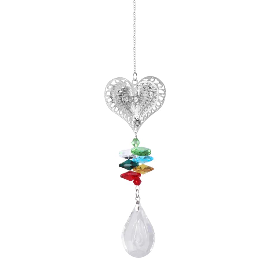 Milisten 14.17In Heart Crystal Pendant for Garden Decoration - Colorful Prism Hanging Ornament for Indoor Outdoor Use on Windows Plants - Durable Garden Light Ornament Pendant