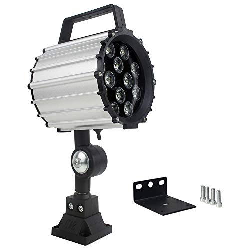 Led Waterproof Work Light 1200 Lumen 220v Aluminum Alloy Head with Rotatable Base for Industrial Lighting, Lathes, CNC Milling Machine, Drilling Machines, Workbench