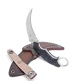 MASALONG Outdoor Survival Claw Tactical Teeth Knife Double Edged Sharp Fixed Blade Knife with Sheath (Forged Version)