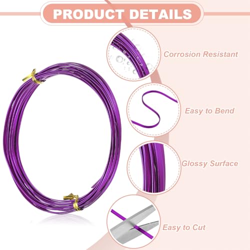 Image of uxcell 18 Gauge Flat Aluminum Wire, 16.40 ft 3mm Wide Aluminum Crafts Wire for Flower Bonsai Crafts Carving DIY Bezel Sculpting Gem Metal Wrap, Dark Purple