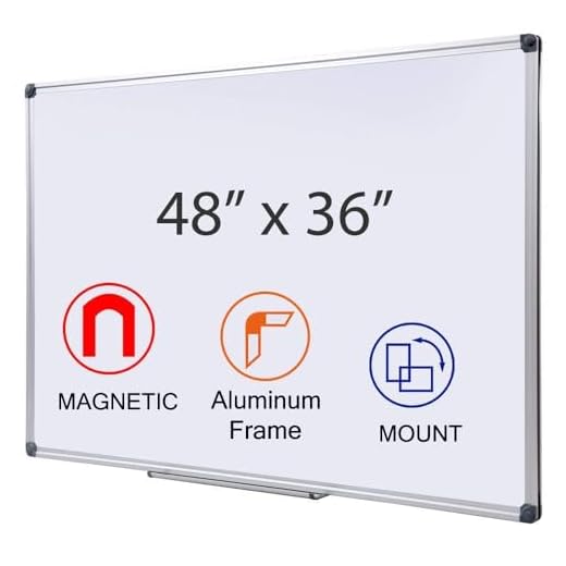 DexBoard 48 x 36-in Magnetic Dry Erase Board with Pen Tray| Aluminum Frame Portable Wall Large Whiteboard Message Presentation Board for Office & Classroom