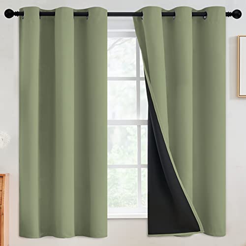 Image of SimpleHome Sage 100% Blackout Curtains Room Darkening Living Room 63 Inch