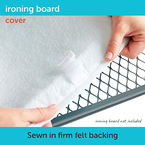 Image of oliso Ironing Board Cover and Pad - 100% Cotton - Standard 15 x 54 | Turquoise, 5mm Thick Felt, Scorch Resistant, Wide Elastic Edge, Adjustable Straps, Heat Reflective