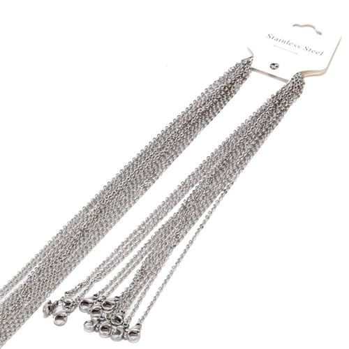 10 Stück Halskette Gliederkabel Kette mit Karabinerverschlüssen, flache O-Kette, Schmuckhandwerk, dünn, für Schmuckherstellung, Halskette, Link mit Karabinerverschlüssen, Schmuckkomponenten, Statement