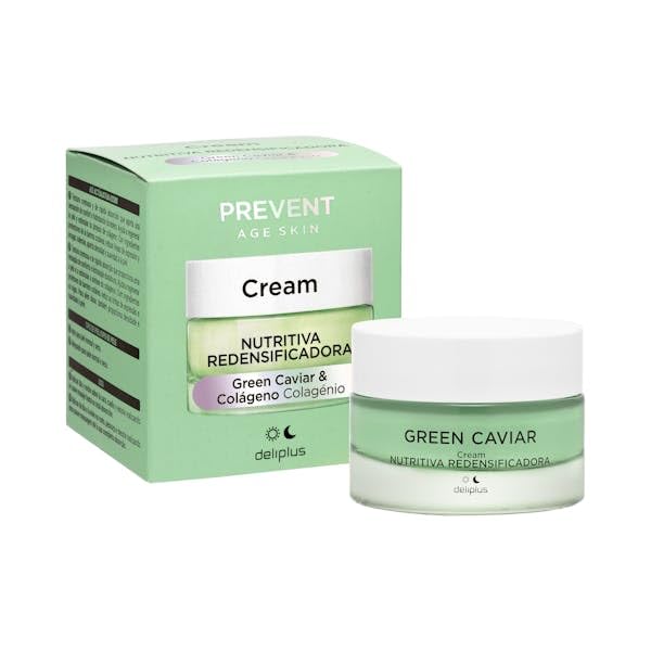 DELIPLUS Gel crema facial nutritiva redensificadora Green Caviar y Colágeno Prevent Age Ski para pieles normales y secas