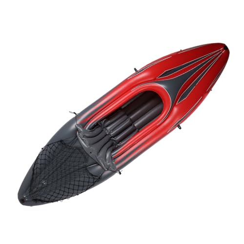 Kayak Hinchable, 1 Persona PVC UV Proof Kayak Hinchable Portátil con Bomba de Mano y Bolsa de Transporte rgonómico Alto Asiento de Espalda Fácil Plegable Blow Up Canoa Barco (Rojo)