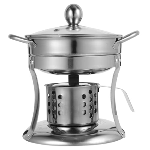 SUPVOX Stainless Steel Alcohol Stove Portable Burner for Outdoor Cooking Buffet Hot Pot Cookware