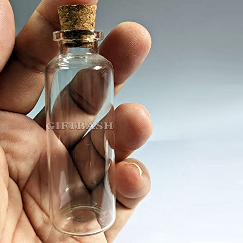 Image of Glass Wishing Bottles with Cork Lid, Set of 10Pcs, 30 ml Each, Transparent | Cork Stopper Bottles | Message Bottle for Wedding Favors | Baby Shower Favors | DIY Craft Bottle