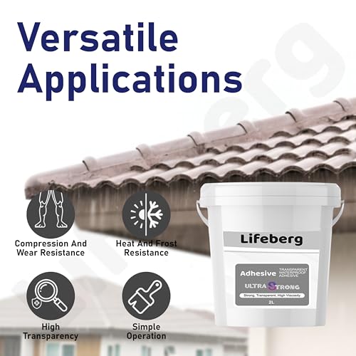 Image of Clear 2L Transparent Waterproof Glue for Roof Leakage Crack Seal Agent Roof Water Leakage Solution Water Proof Glue Waterproofing Resin Epoxy for Wall, Tile and Pipes with Brush