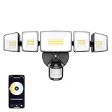 Onforu 5 Heads 120W Smart LED Security Lights Motion Sensor Outdoor, 340° Illumination WiFi Alexa Flood Light 12000LM APP Control, 2700K-6500K Exterior Motion Detector, IP65 Wall Light for Yard, Balck