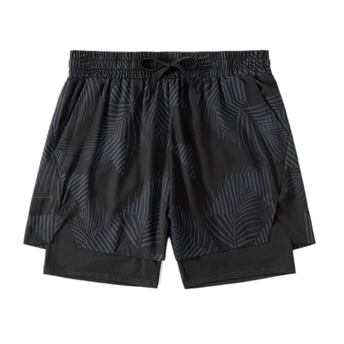 Men's -Layer Quick Drying Swim Trunks, Oversized Loose Sun Protection Beach Pants