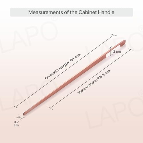 Image of LAPO 36 Inch Pull Handles Set for Drawer, Wardrobe and Office Cupboard Use, Strong Hand Grip, Durable Build Quality, Hole to Hole Size 86.5 cm, Quick Mount Setup (Rose Gold, Pack of 2)