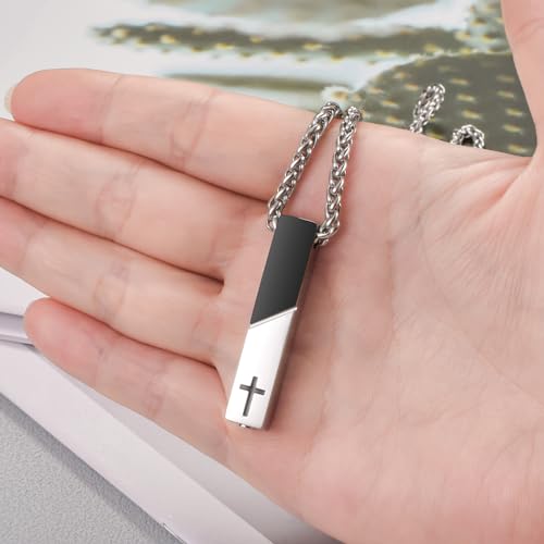 XIUDA Cremation Urn Necklace for Ashes Urn Jewelry Cross Cube Ash Necklace Memorial Pendant Keepsake Jewelry for Men Women4