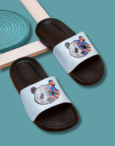 Image of PERY-PAO Sliders Mens White, Black, Grey, Sky blue Design Toxic, Spider, Dope, Panda Printed Flip Flop & Slippers