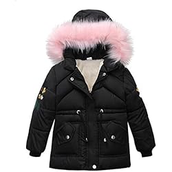 Chompas De Trabajo Para Hombres Chaqueta gruesa y cálida para niños, abrigos de invierno para niños con nieve, prendas de vestir con cremallera, Sudadera con capucha para niñas, abrigo y chaqueta para niñas Hombre (Black, 6-7 Years)