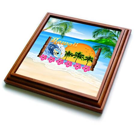 3dRose Hawaii North Shore Surfing Beach Vacation Design. - Trivets (trv-379578-1)