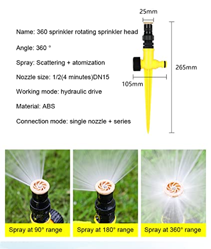 Bonseor 360° Rotation Auto Irrigation System Garden Lawn Sprinkler Patio, 90°/180°/360°, Adjustable at Will for Outdoor Grass Garden Yard Lawns (1 PCS)