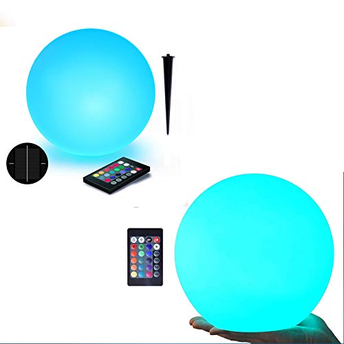 LOFTEK Solar Floating Pool Lights Ball, 8-inch 16 RGB Colors Remote Control, Solar or USB Cable Chargingï¼ˆ1PCï¼‰+8-inch LED Night Light Ball, 16 RGB Colors and Dimmable Globe Light with Remoteï¼ˆ1PCï¼‰