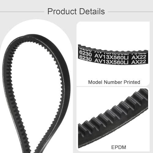 Image of uxcell 3 Pcs AX22 EPDM V-Belt, Raw Edge Cogged Industrial Rubber V Belt 1 /2 inch Width x 22 inch Inside Circumference
