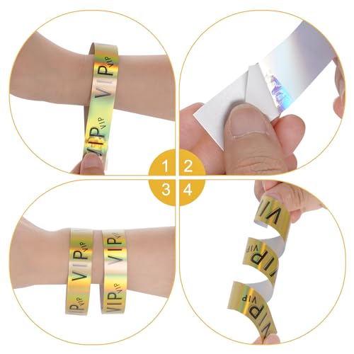 Tiggell 100Pcs Vip Wristbands Identification Party Wristbands Id Plastic Adjustable Bracelets Waterproof Arm Bands thumb #2