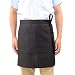 ROTANET Waist Apron/Half Apron with 3 Pockets, Professional Grade for Home or Professional Kitchen - Durable, Comfortable, Easy Care(Black)