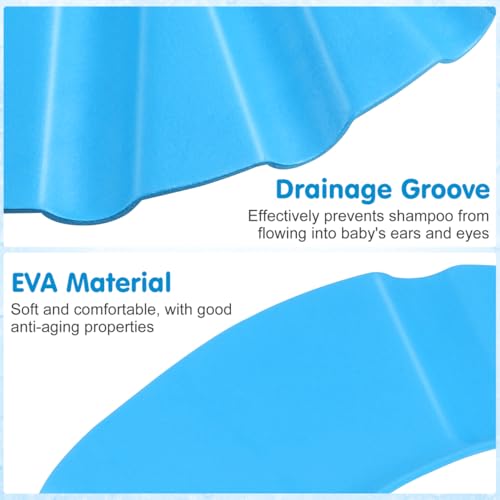 Image of ibasenice Baby Shower Cap Adjustable Shampoo Shield Hat for Hair Washing Soft Elastic Bathing Cap with Water Flow Slots Protects Eyes and Face Fits Ages 3 Months to 6 Years