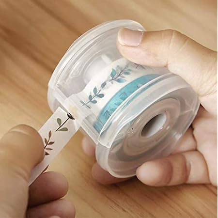 Yubbaex Washi Tape Dispenser Tape Organzier Plastic Portable Office Holder for Arts, DIY Crafts, Bullet Journal Supplies, Scrapbooking -Cylindrical- (60mm) (Transparent)