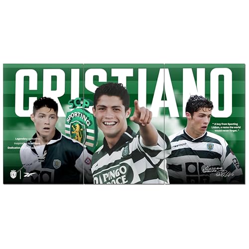 Image of Posternet Football Legend Inspired Sporting Lisbon Theme Wall Poster Set of 3 | 12 x 18 Inch Sports Wall Art for Bedroom, Gaming Room, Gym & Office | Premium 170 GSM Paper | Athlete Motivation Room Decor for Football Fans