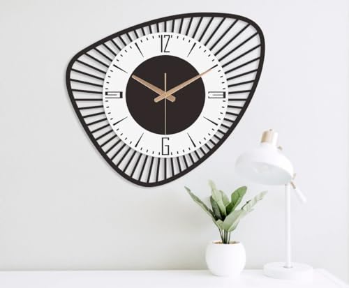 Image of Stylish Metal Analog Wall Clock for Living Room, Bedroom, Office, Kitchen, Home and Hall | Antique Fancy Big Size Modern Wall Watch for Home Decor (Style-31, 50CM)