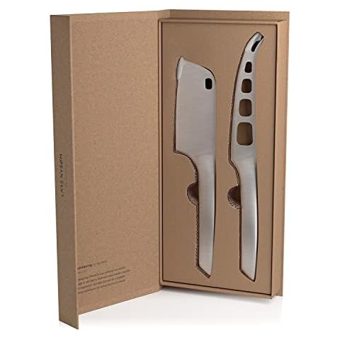 LARS NYSØM Käsemesser Set 2-Teilig I Messerset Edelstahl I Hochwertiges Käseschneider-Set aus Edelstahl bestehend aus Käsemesser für Weichkäse und Käsebeil für Hartkäse Cover