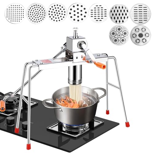 Ręczna maszynka do makaronu z 9 formami - ręczna prasa do makaronu z korbą ręczną do spaghetti i fettuccine - domowe narzędzie kuchenne do świeżego makaronu