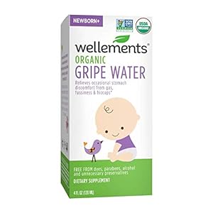 Wellements Organic Gripe Water, 4 Fl Oz, Eases Baby’s Stomach Discomfort and Gas, Free from Dyes, Parabens…