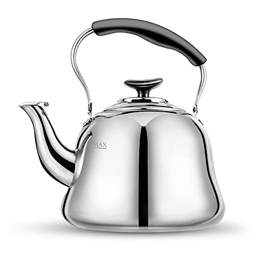 Comparison: Best Whistling Tea Kettle For Gas Stove 3 Tea Kettle Stovetop Whistling Teakettle ClassicTeapot Stainless Steel Tea Pots for Stove Top with Heat-resistant Folding Handle Mirror Finish, 2 liters