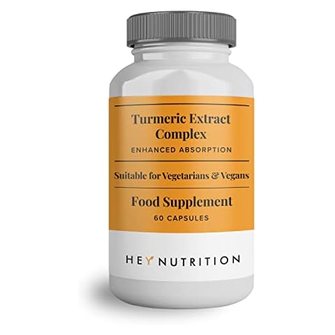 Hey Nutrition Turmeric Extract Complex - Vitamin D3 & C, Black Pepper Extract - Support Muscle & Joint Relief - Maximum Potency & Enhanced Absorption - Made in The UK - 60 Vegan Capsules Cover