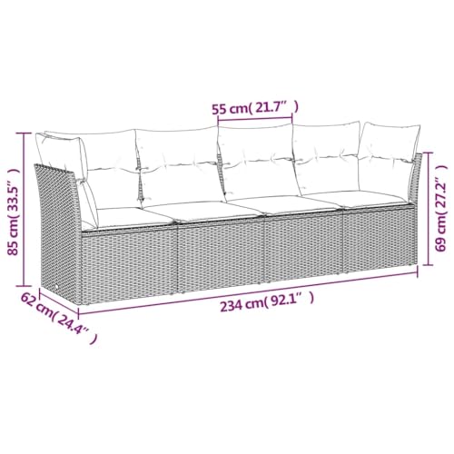 Meubles d'extérieur patio terrasse en résine tressée vidaXL 4 pièces - 4