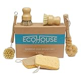 SUSTAINABLE KITCHEN BRUSH SET: Your sustainable kitchen brush set designed to replace plastic tools. With a focus on natural materials, you'll love the combination of beauty, function, and sustainability COMPLETE KITCHEN SCRUB BRUSH SET: Includes a n...