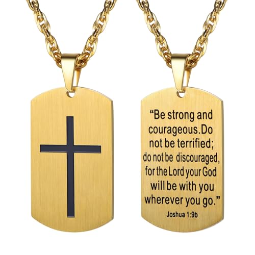 PROSTEEL Cross Necklace for Men, Lord's Prayer Cross Pendant with Adjustable Chain 22-24 Inches 316L Stainless Steel Bible Verse Christian Gifts for Men (with Gift Box) 01 - Black