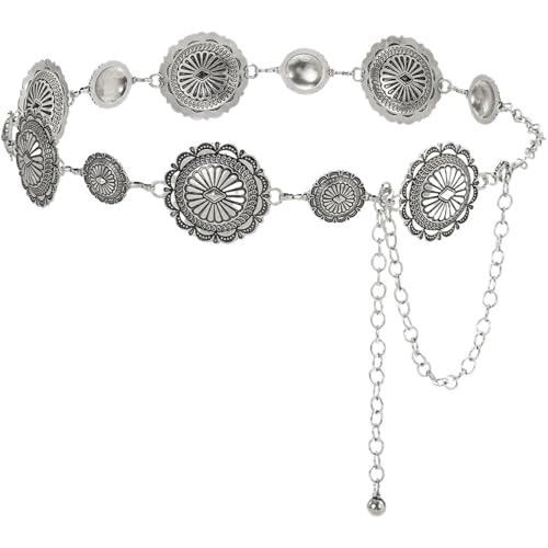 Metal Chain Belt 4pcs Western Metal Concho Belt - Vintage Cowgirl Boho For Waist