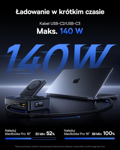 Baseus Ładowarka USB C 160 W USB C zasilacz PD ładowarka z PPS, GaN szybka ładowarka kompatybilna z MacBook Pro/Air, iPa