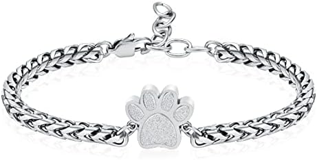 Urn for Ashes Bracelet, Dog/Cat Paw Print Bracelets Cremation Jewelry for Ashes Cute Animals Adjustable Memorial Keepsake Cremation Bracelets Jewelry Gifts for Women