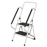 Support Plus Folding 2-Step Safety Step Ladder with Padded Side Handrails