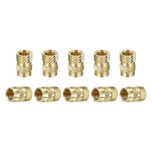 DTGN M6x12mmx8mm(IDxLxOD) Knurled Insert Nuts - 30 Pack - Good for Plastic Shells - Brass Female Thread Heat Set Inserts Embedment Nut