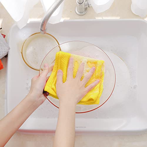 Image of Homaxy 100% Cotton Waffle Weave Kitchen Dish Cloths, Ultra Soft Absorbent Quick Drying Dish Towels, 12 x 12 Inches, 12-Pack, Yellow