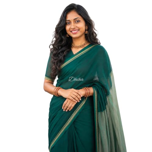 Image of Narayanpet Pure Cotton Avani Border Saree for Women with Running Blouse | Tassels | Traditional Woven Solid Design | Handloom Weave