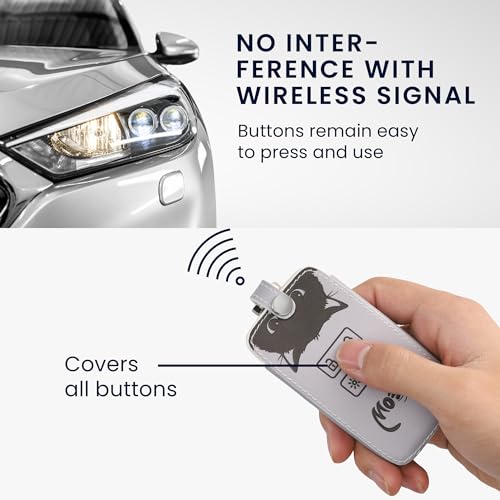 kwmobile Key Cover Compatible with Renault 4 Button Car Key Smart Key (only Keyless Go) - Faux Leather - Meow Cat Grey/Black - Image 2