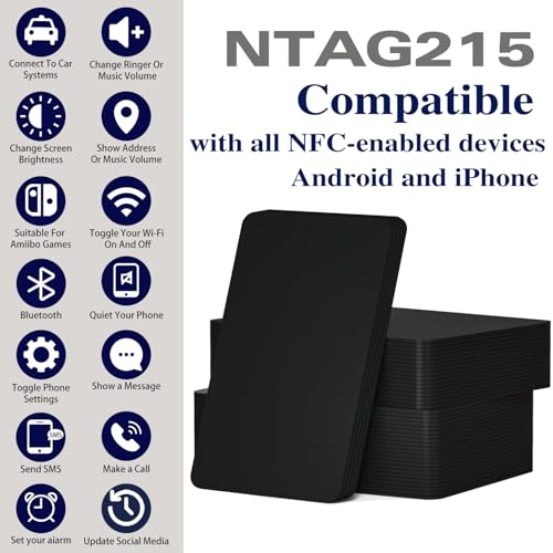 Image of 30pcs NFC Cards NTAG215 NFC Tags Programmable NFC Card NFC Business Card Black NFC 215 Cards Rewritable NFC Tags iPhone Compatible with NFC Enabled Mobile Phones & Devices
