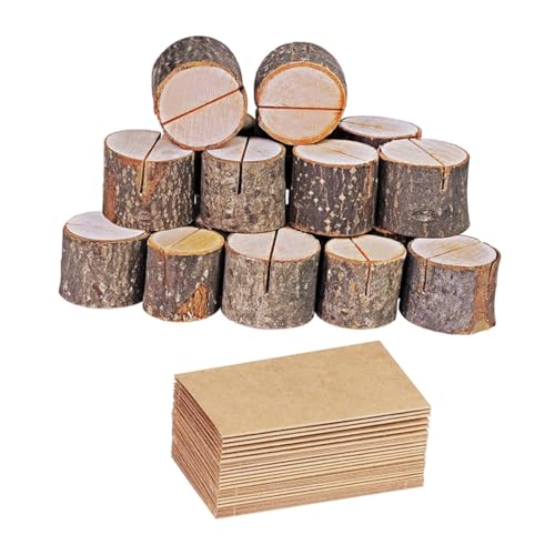 SHINEOFI 35 Sätze Nummernclip für die Hochzeitsfeier Zettelhalter mit Karte deko Holzrinde Memo Menüclip für Restaurant einfach Ornamente Notizordner Memorandum Protokoll