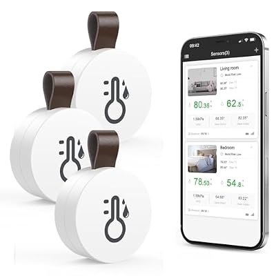 ORIA Wireless Thermometer Hygrometer, Smart Bluetooth Humidity Temperature Sensor, Mini Indoor Outdoor Temperature Monitor with Data Storage and Export, Smart App Alert, 3 Pack