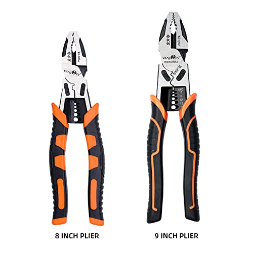 Vanjoin Linesman Combination Pliers, Professional 8 Inch Screw Pliers Multitools With Wrench Wire Stripper Crush Crimper Side Cutter Winding Function, Screw Gripping Remover Pliers Hand Tool (8 Inch) #TOP7