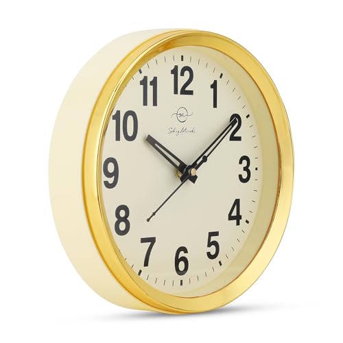 Image of Sehaz Artworks Wall Clock for Living Room Stylish | Wall Clock for Hall | Clock for Home | Wall Watch for Living Room - Ivory 20x20 cm